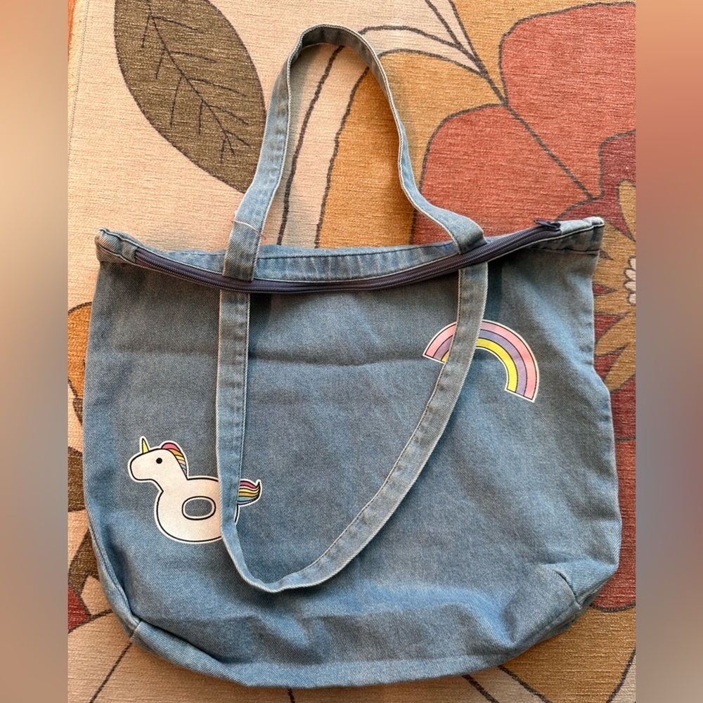 Summer fun-ice cream truck, unicorn float, and rainbow jean zippered tote bag. - Picture 6 of 6